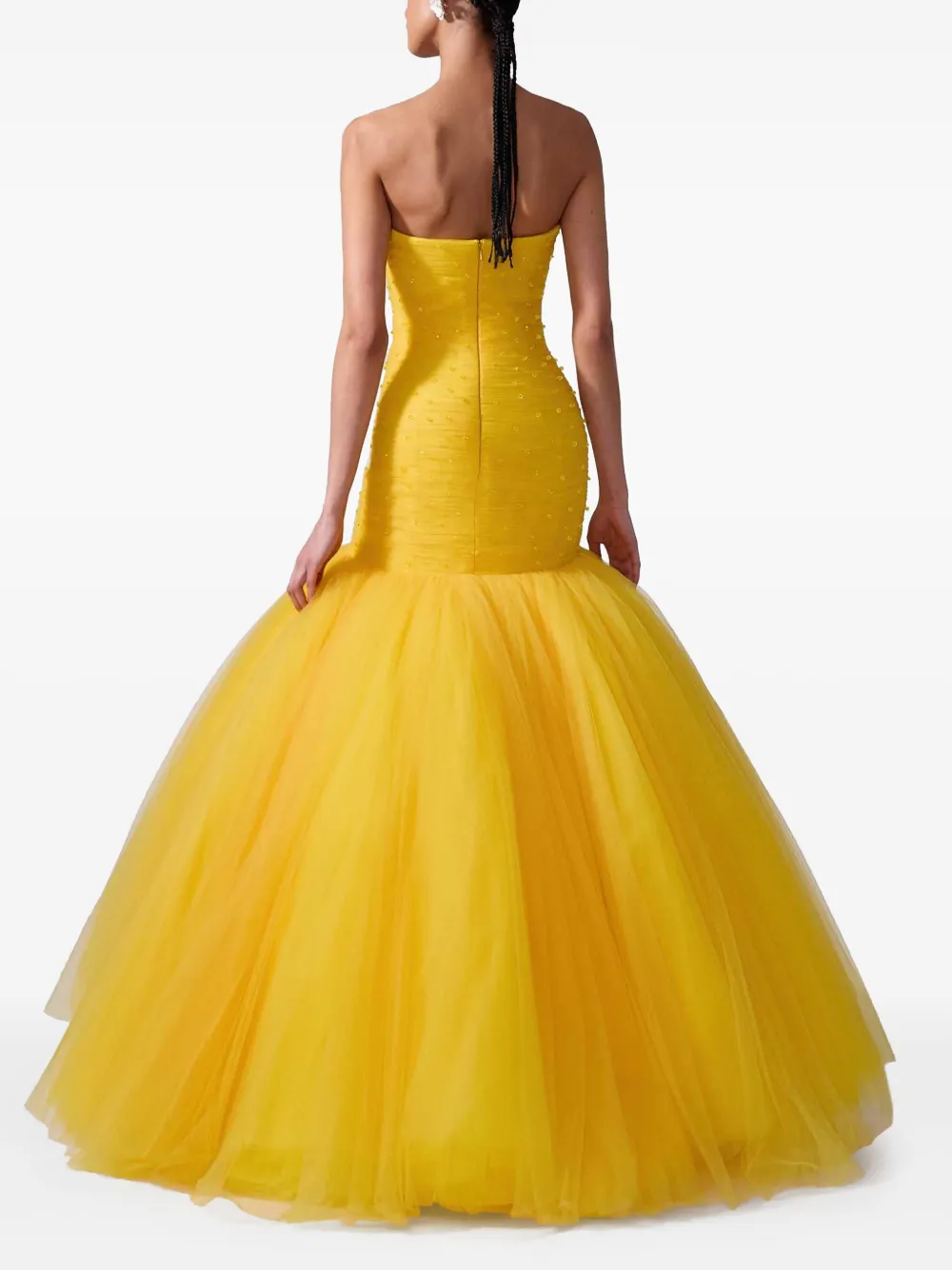 Carolina Herrera Tulen avondjurk Geel