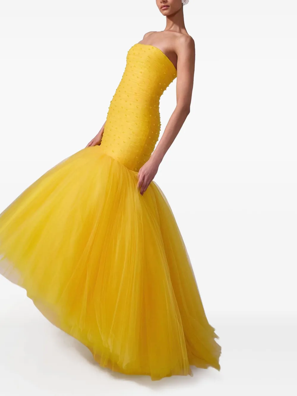 Carolina Herrera Tulen avondjurk Geel