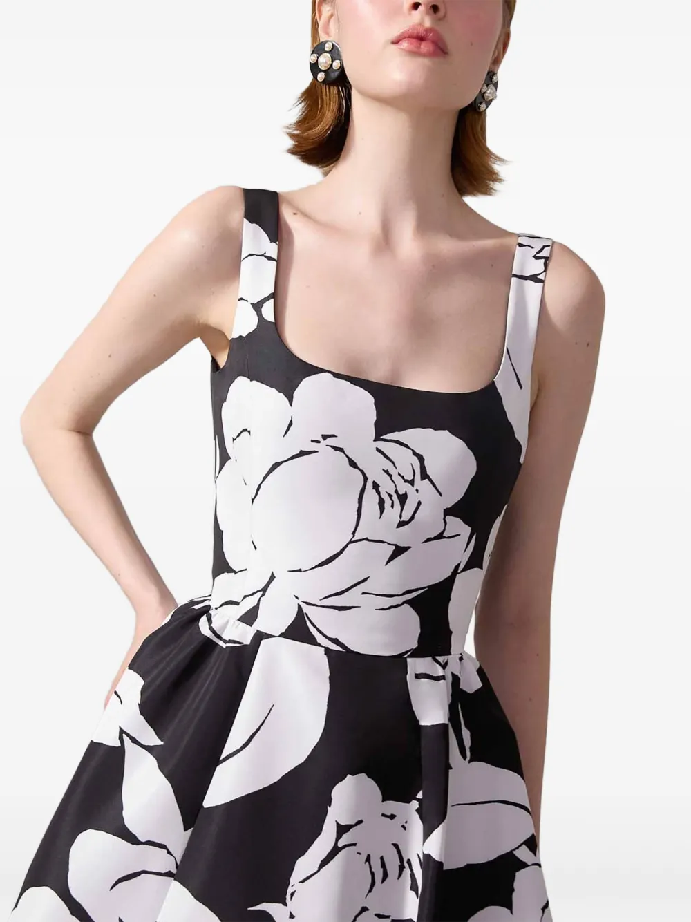 Carolina Herrera Avondjurk met bloemenprint Zwart