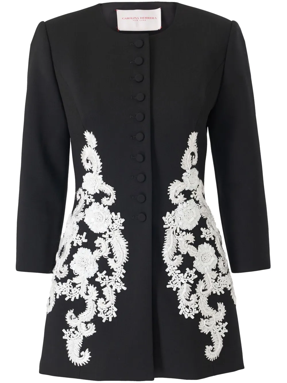 embroidered collarless jacket