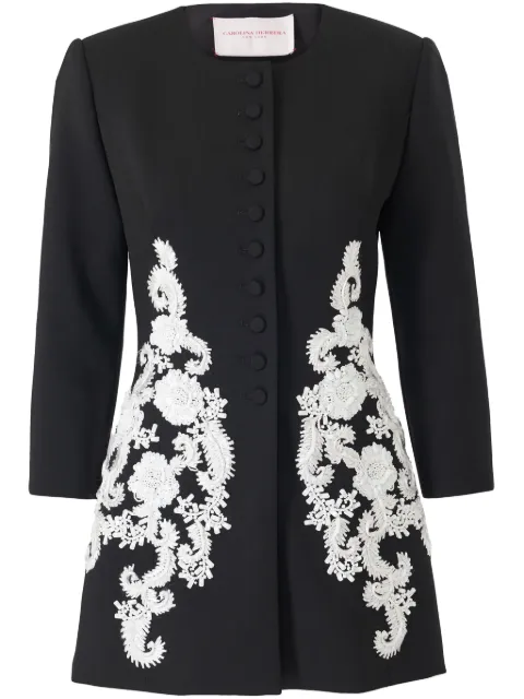 Carolina Herrera embroidered collarless jacket