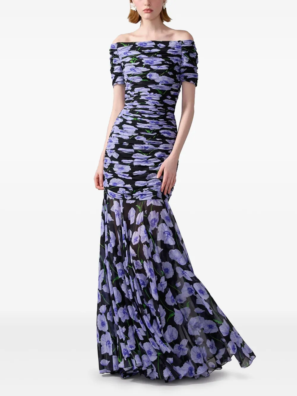 Carolina Herrera Avondjurk met bloemenprint - Zwart