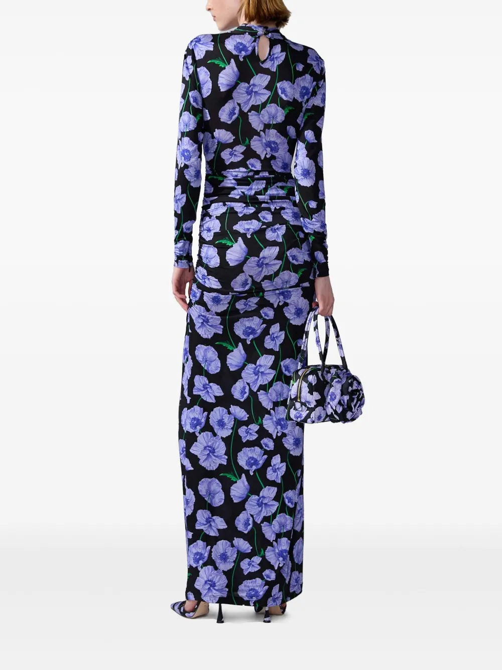 Carolina Herrera Maxi-jurk met bloemenprint Zwart