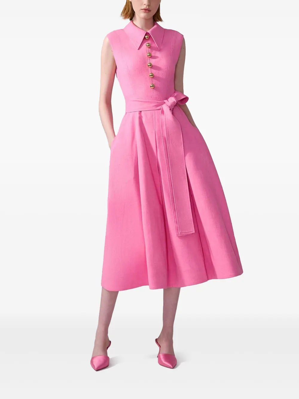 Carolina Herrera Midi-jurk met ceintuur - Roze