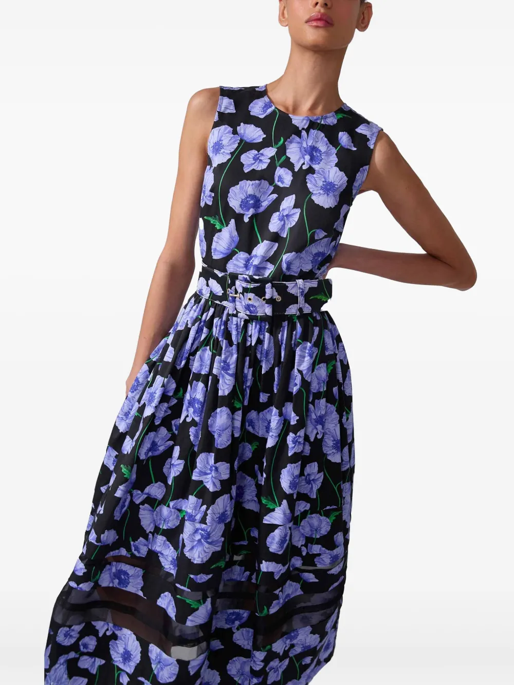 Carolina Herrera Midi-jurk met bloemenprint Zwart