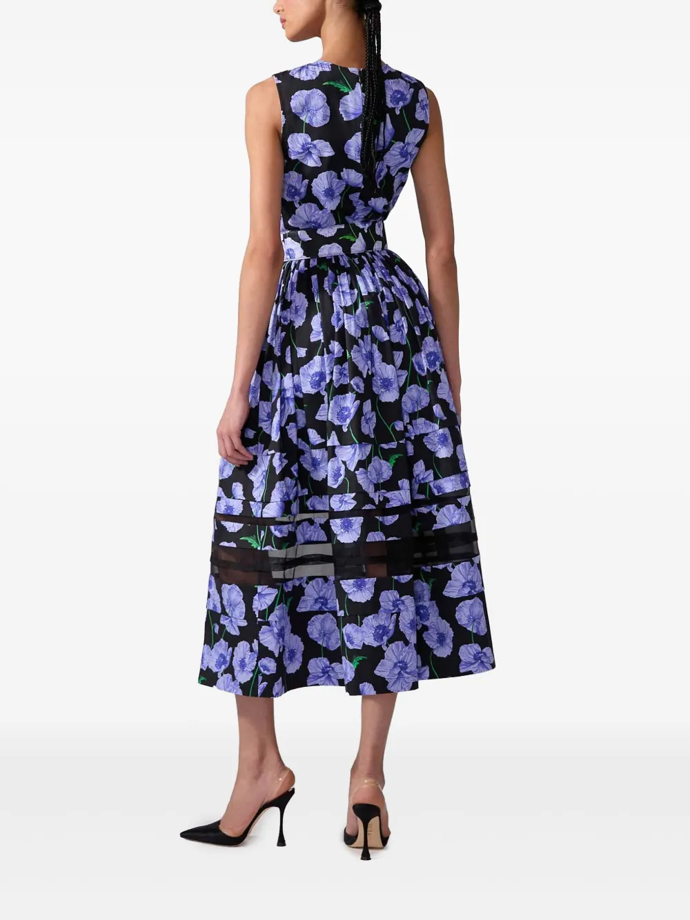 Carolina Herrera Midi-jurk met bloemenprint Zwart
