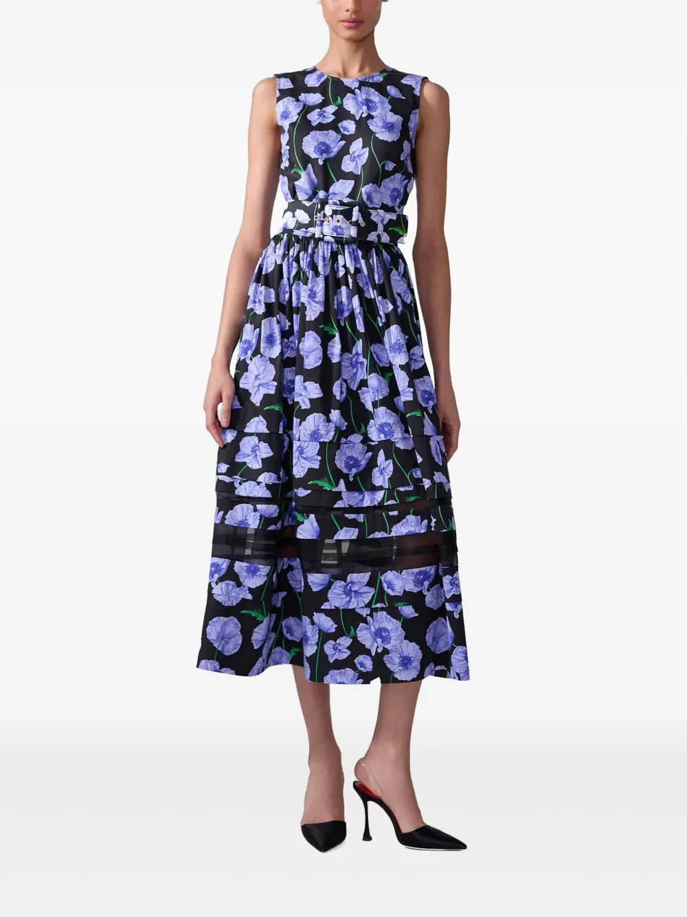 Carolina Herrera Midi-jurk met bloemenprint - Zwart