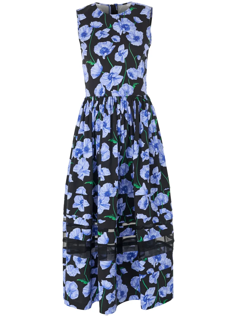 Carolina Herrera Midi-jurk met bloemenprint Zwart