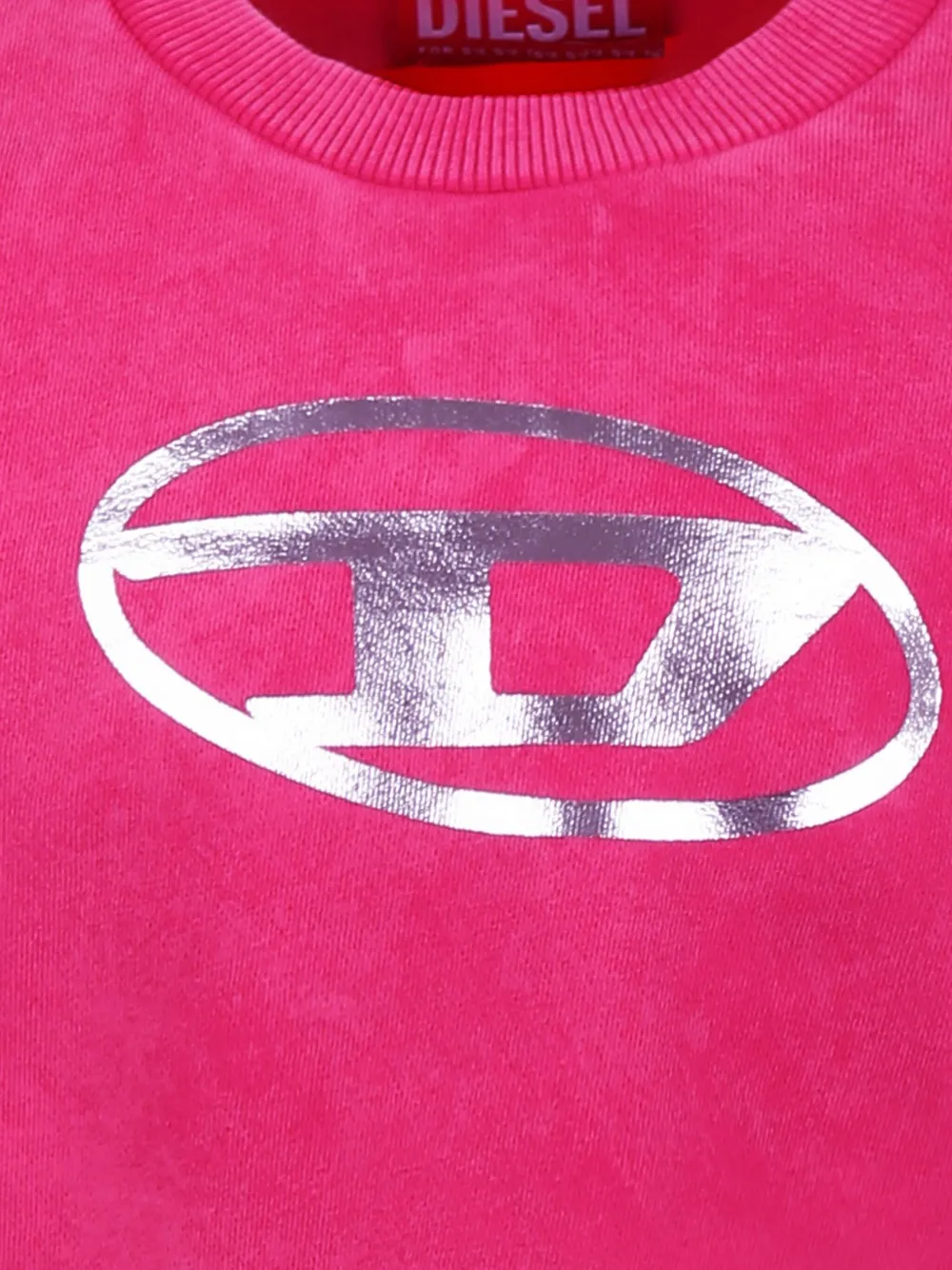Diesel Kids Cropped sweater met logo Roze