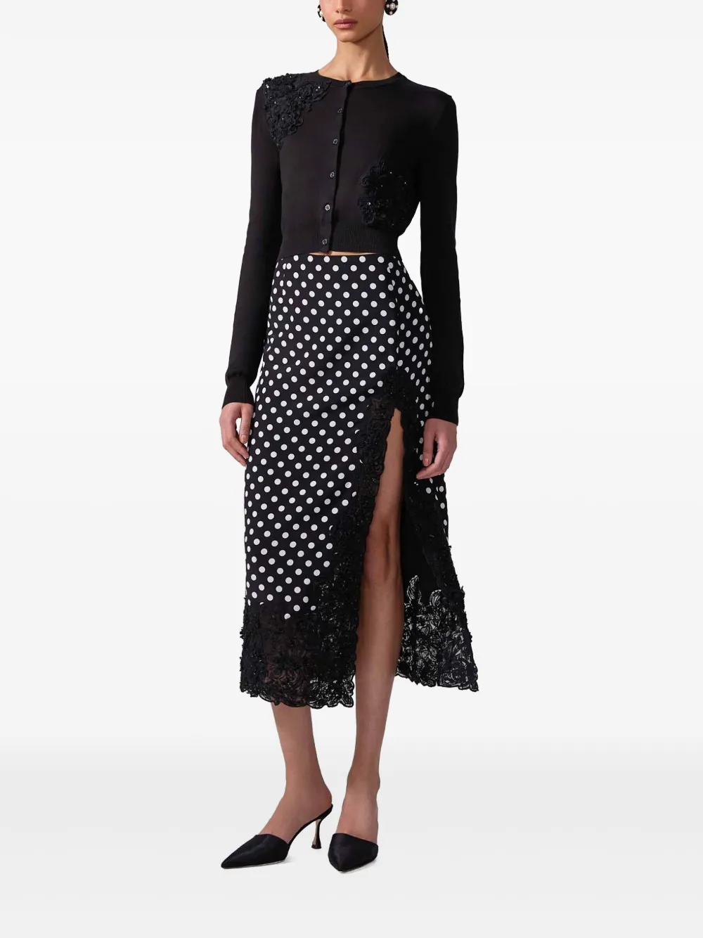 Shop Carolina Herrera Lace-appliqué Cardigan In Black