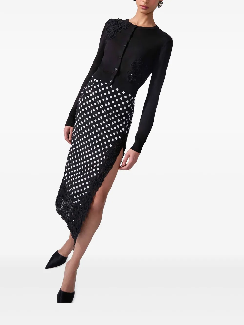 Shop Carolina Herrera Lace-appliqué Cardigan In Black