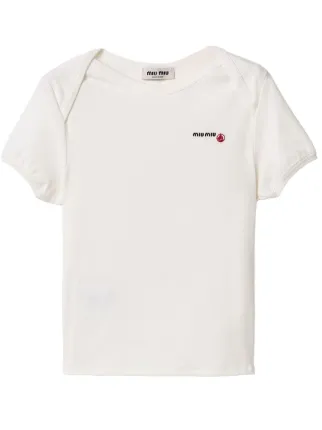 miumiu カットソー Camiseta Canelada Preto | Miu Miu - Brasil