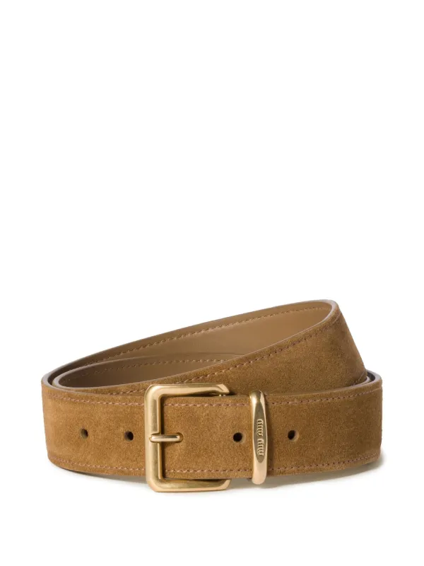 ベルト MIU MIU Dark Brown Suede Belt Miu Miu Suede Belt in Brown | Lyst