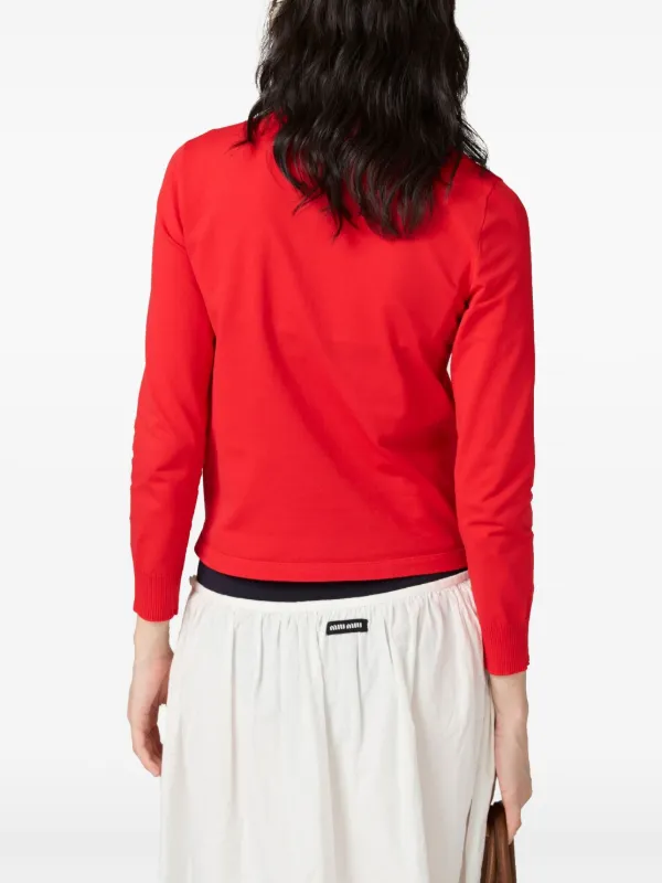 miu miu 赤 ニットセーター サイズ36 Miu Miu fine-knit Jumper | Red | FARFETCH