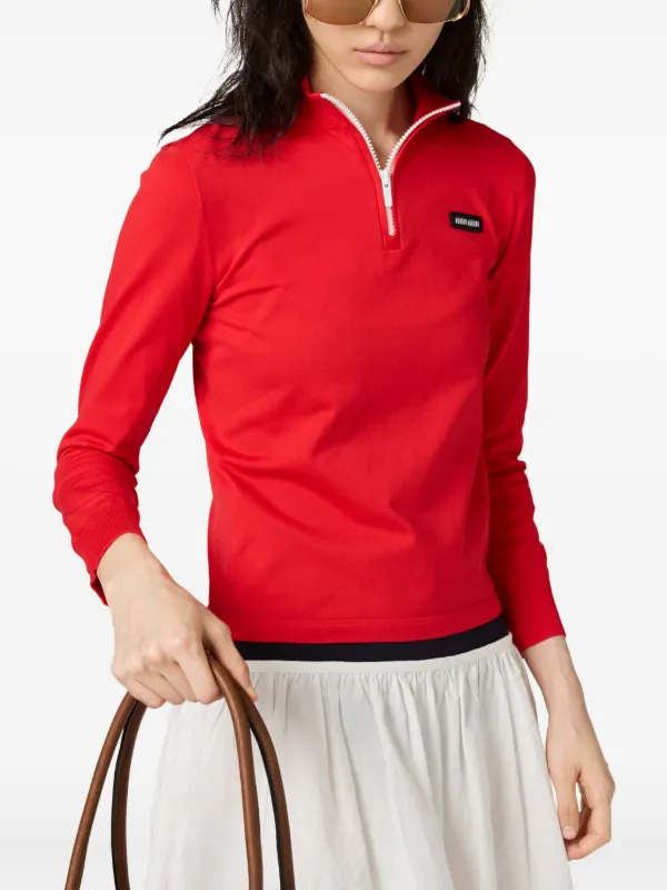 miu miu 赤 ニットセーター サイズ36 Miu Miu fine-knit Jumper | Red | FARFETCH