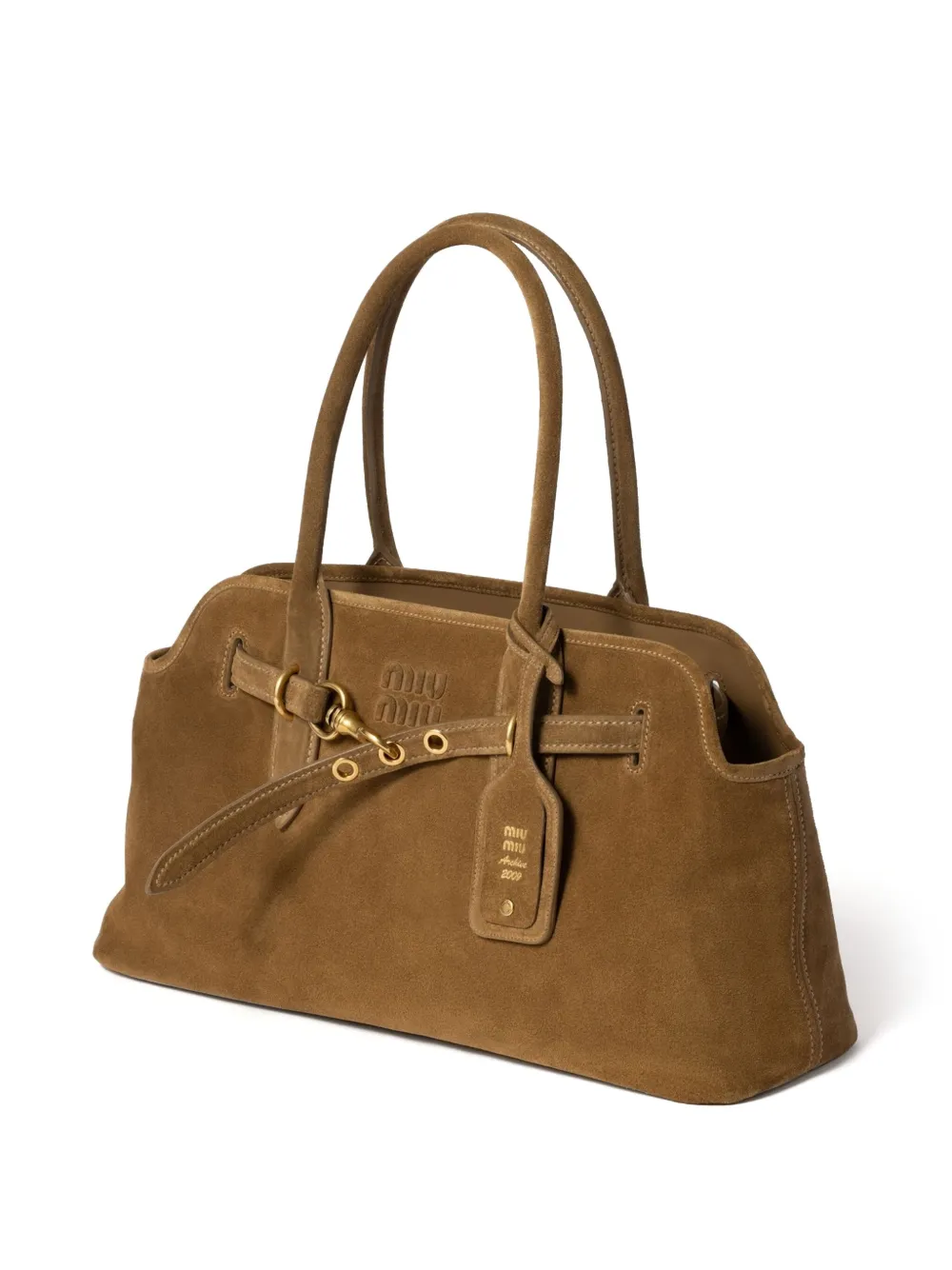 Miu Miu Suede Aventure Bag In Green