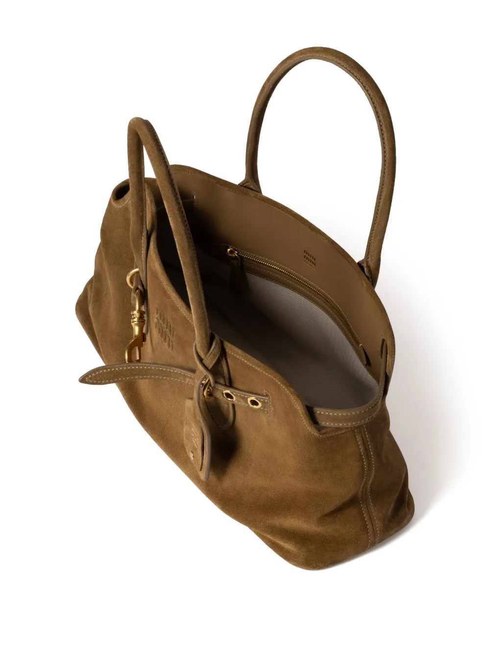 Miu Miu Suede Aventure Bag In Green