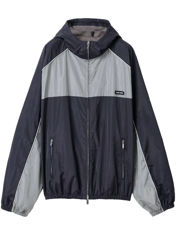 Miu Miu logo-print Bomber Jacket | Blue | FARFETCH