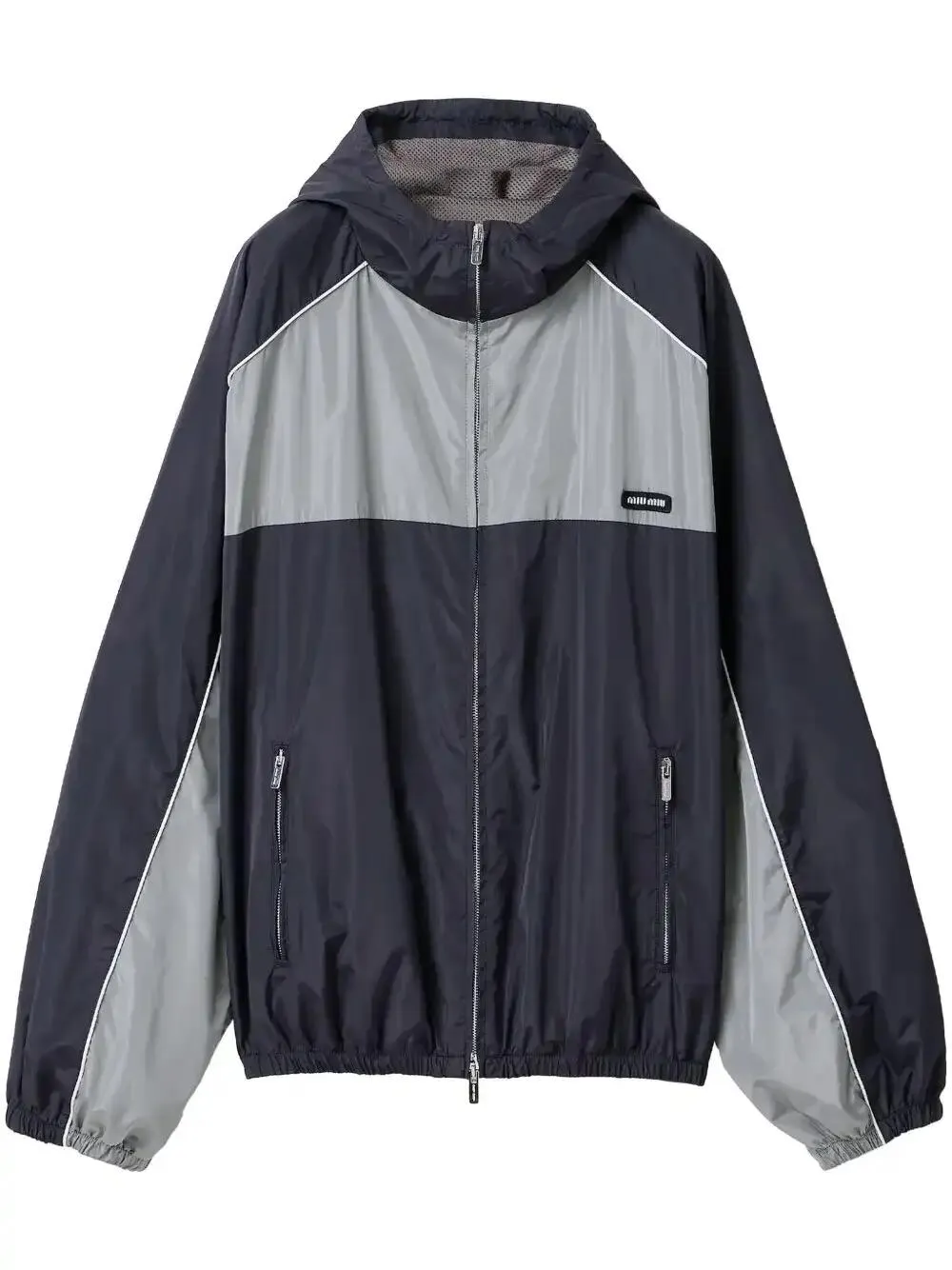 Miu Miu Recycled Nylon Windbreaker Jacket In Blue