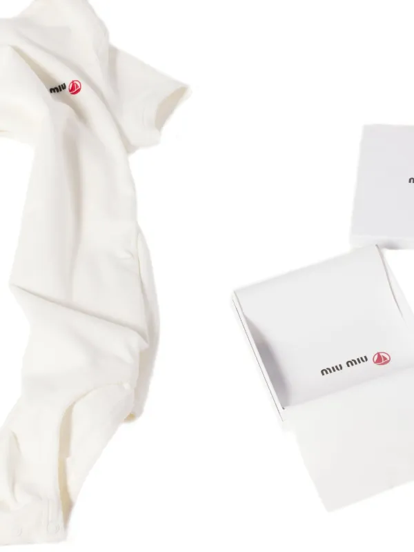 Miu Miu x Petit Bateau Embroidered Bodysuit | White | FARFETCH