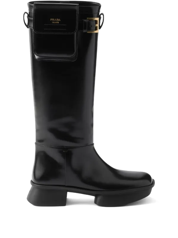 Prada 40mm Pouch Boots in Black