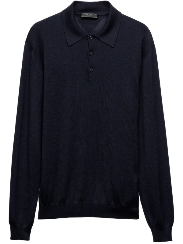 Prada Buttoned Polo Shirt | Blue | FARFETCH