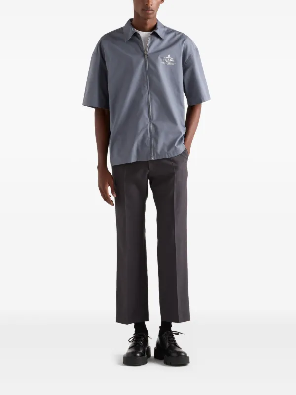 Prada logo-print Shirt | Grey | FARFETCH