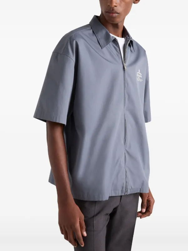 Prada Camicia Con Stampa | Grigio | FARFETCH IT