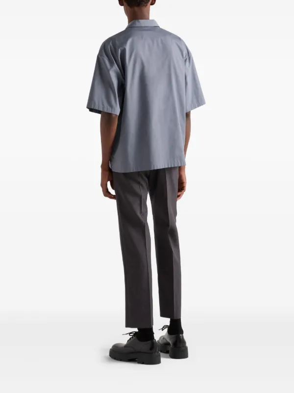 PRADA グレー 半袖シャツ ポケット付き Prada logo-print Shirt | Grey | FARFETCH