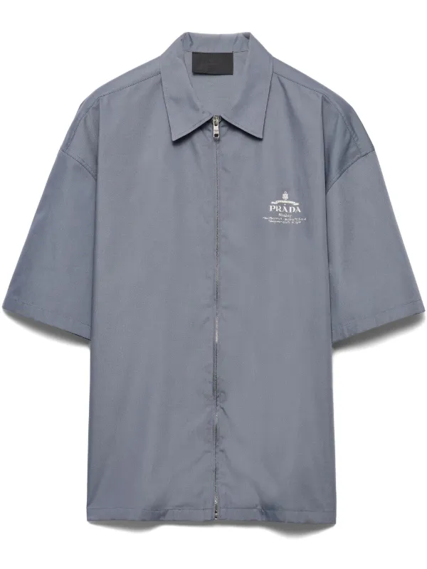 PRADA Cotton Polo Shirt 三角ロゴ 半袖ポロシャツ グレー PRADA Men's Polo Shirt Short Sleeve Solid Gray Size XL from