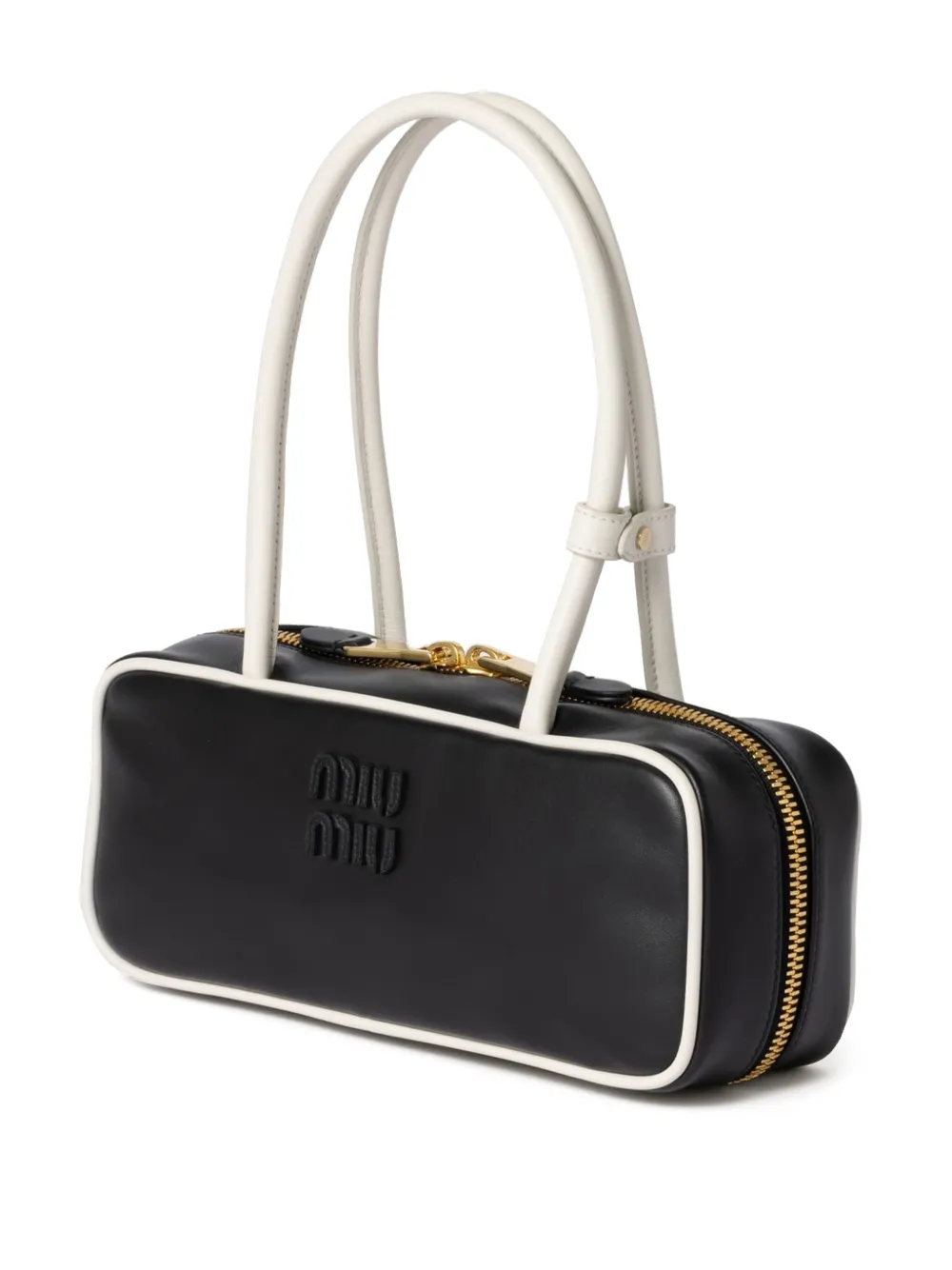 Miu Beau leren shopper Zwart