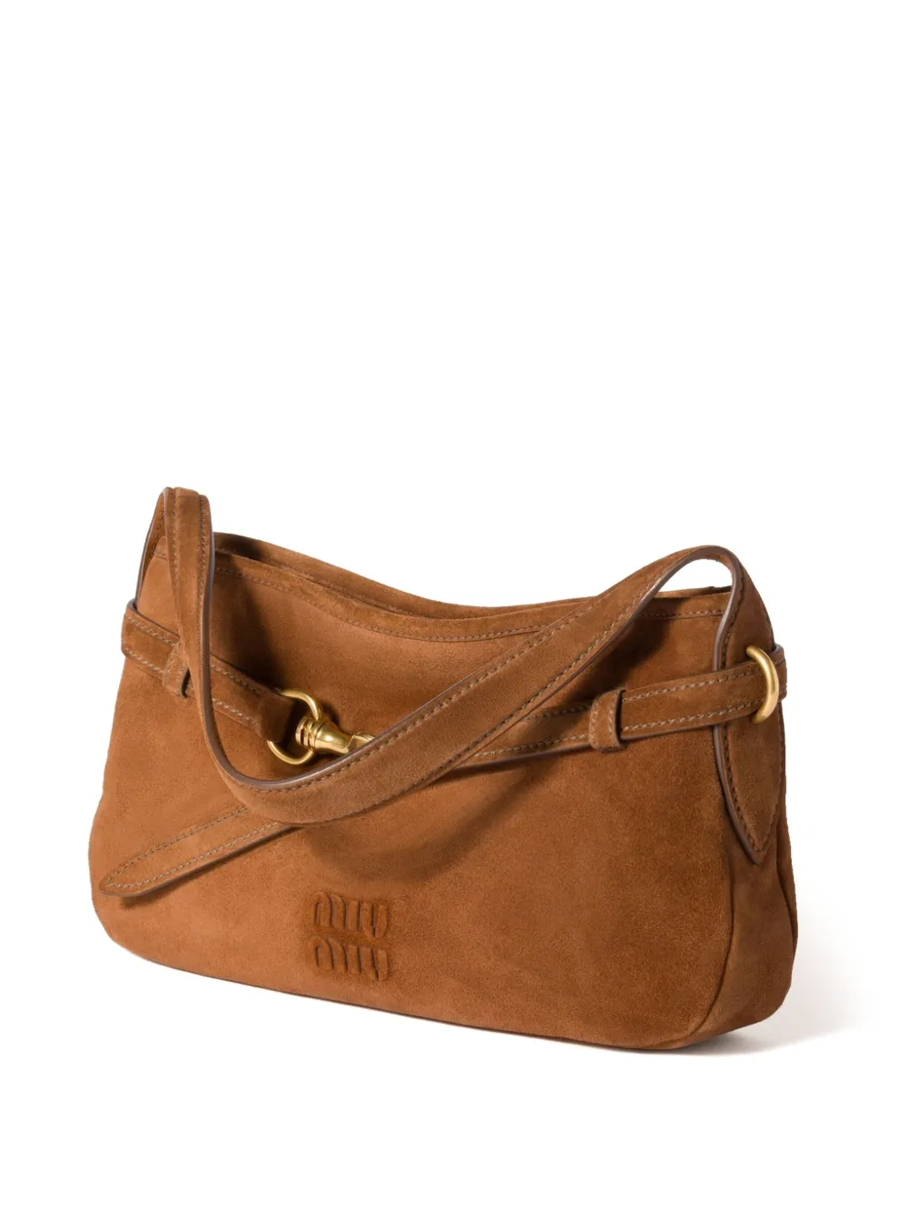 Miu Miu Suede Aventure Shoulder Bag In Brown
