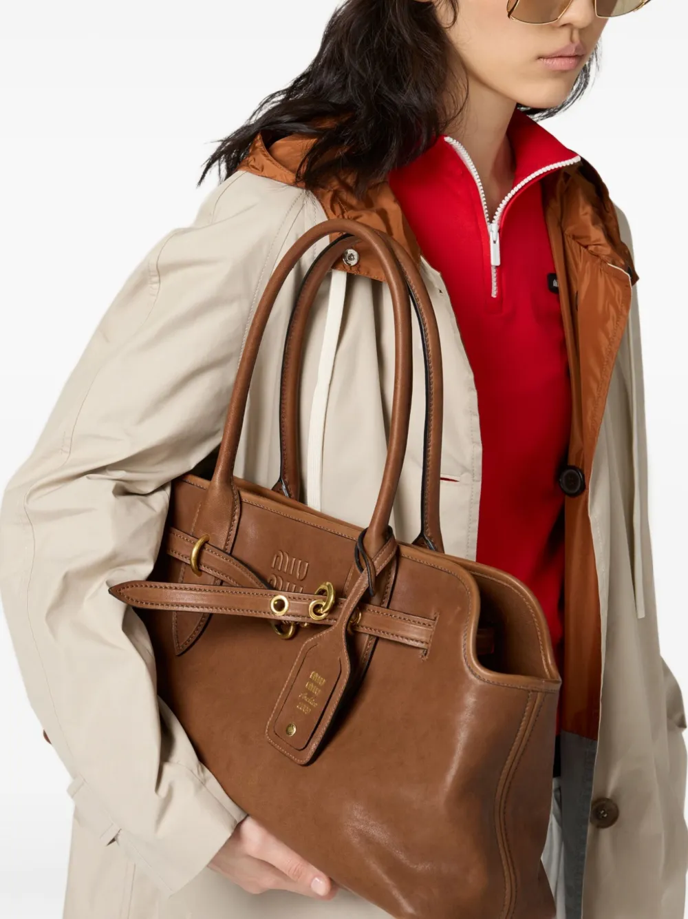 Miu Miu Aventure Shoulder Bag In Brown