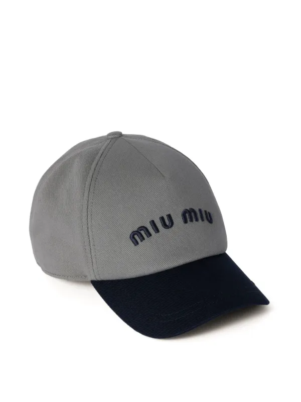 Miu Miu Boné Drill | Cinza | FARFETCH BR