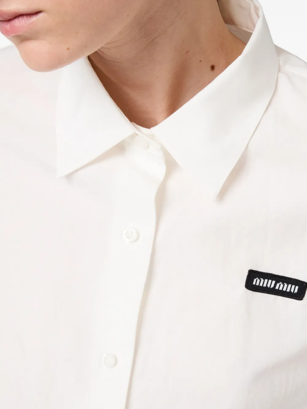 Shop Miu Miu Poplin Shirt In White