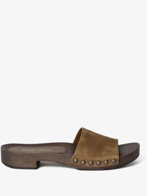 Miu Miu faded-suede clogs