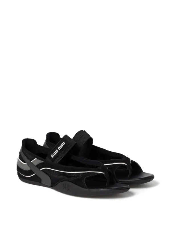 Miu Miu logo-print Sandals | Black | FARFETCH
