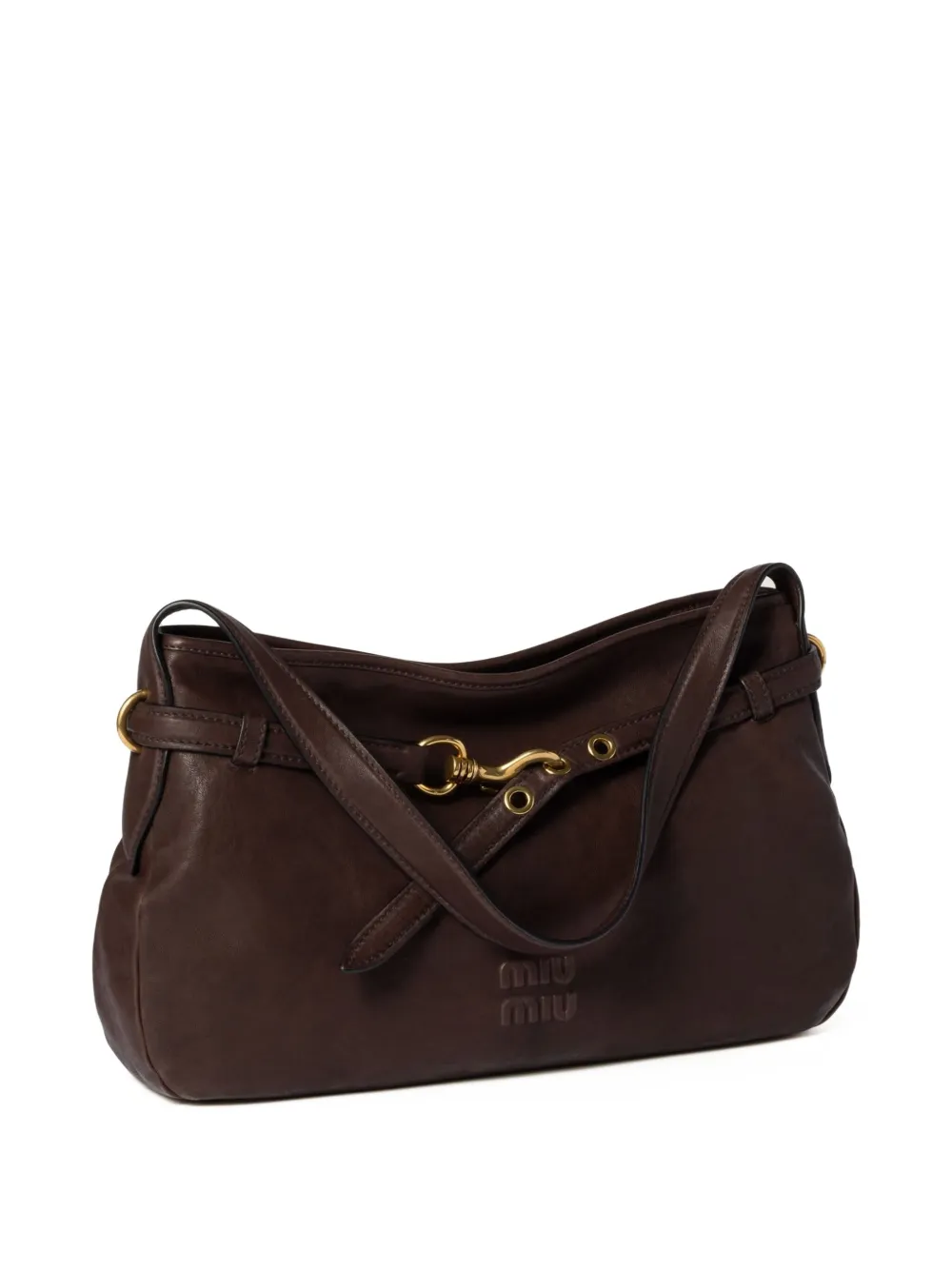 Miu Miu Lambskin Leather Shoulder Bag In Brown