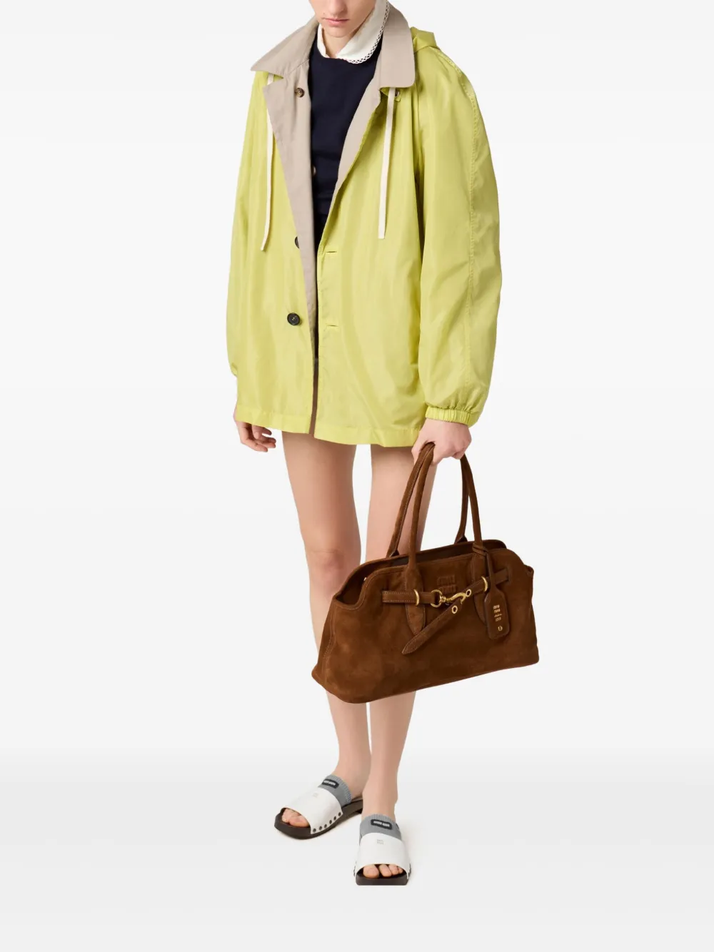 Miu Miu Suede Aventure Top-handle Bag In Brown