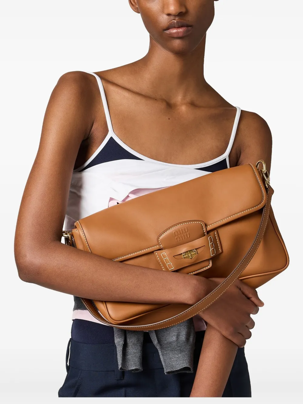 Miu Penny schoudertas Bruin