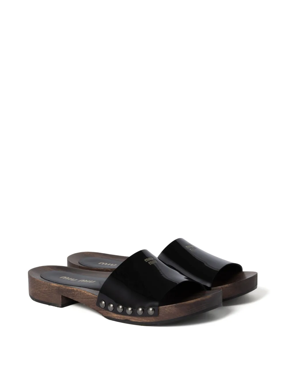 Miu leather slides Black