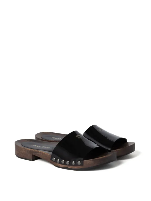 Miu Miu Leather Slides | Black | FARFETCH