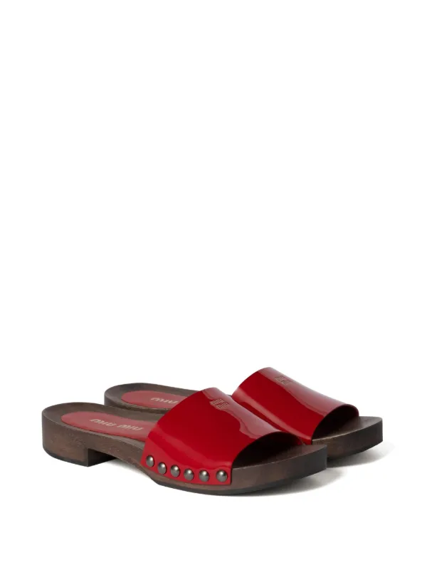 Miu Miu Leather Slides | Red | FARFETCH