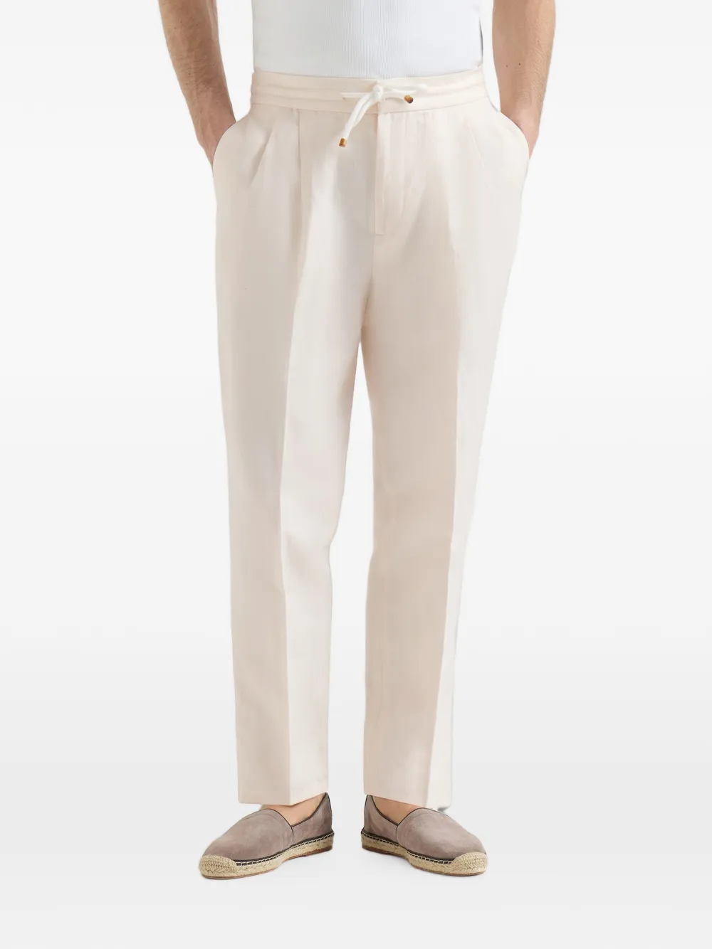 Brunello Cucinelli Broek met trekkoordtaille Wit