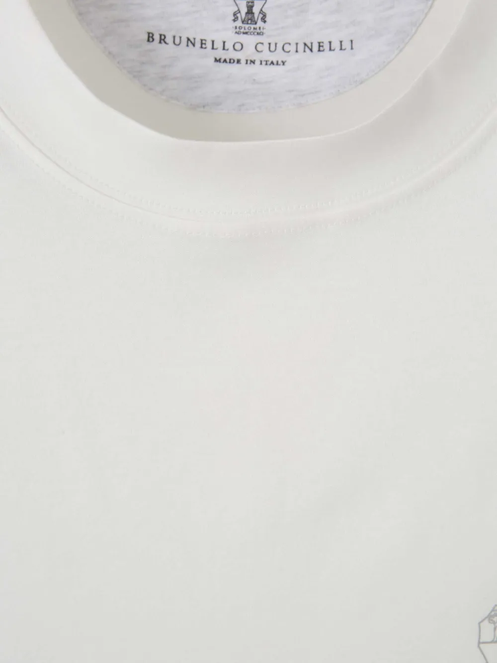 Shop Brunello Cucinelli Logo-embroidered T-shirt In Neutrals