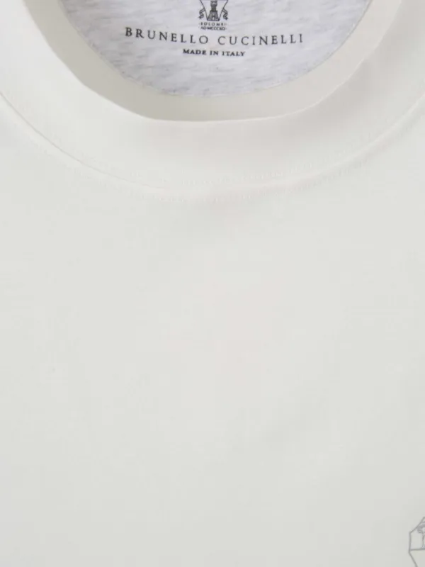 Tシャツ・カットソー Brunello Cucinelli Logo Embroidery T-Shirt Brunello Cucinelli logo-embroidered T-shirt | Neutrals