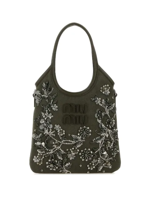 Miu Miu embellished canvas tote bag