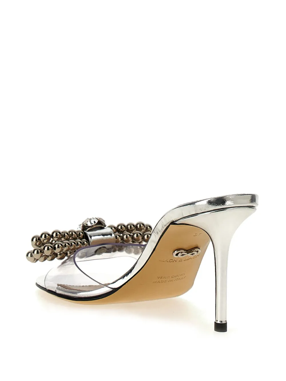 Mach&mach 85mm Stud Bow Sandals In White