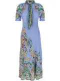 ETRO tied-neck floral-print dress - Blue