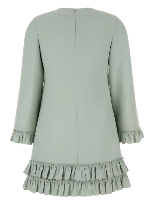 green emerald velvet dress VALENTINO ONE SHOULDER RUFFLED STRETCH KNIT MINI DRESS XSMALL main image 0